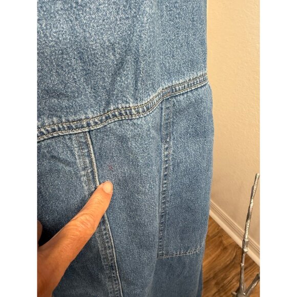 Vtg AMI Womens L Denim Jumper Maxi Dress Cotton Country Modest Teacher Y2K Read - Picture 5 of 10